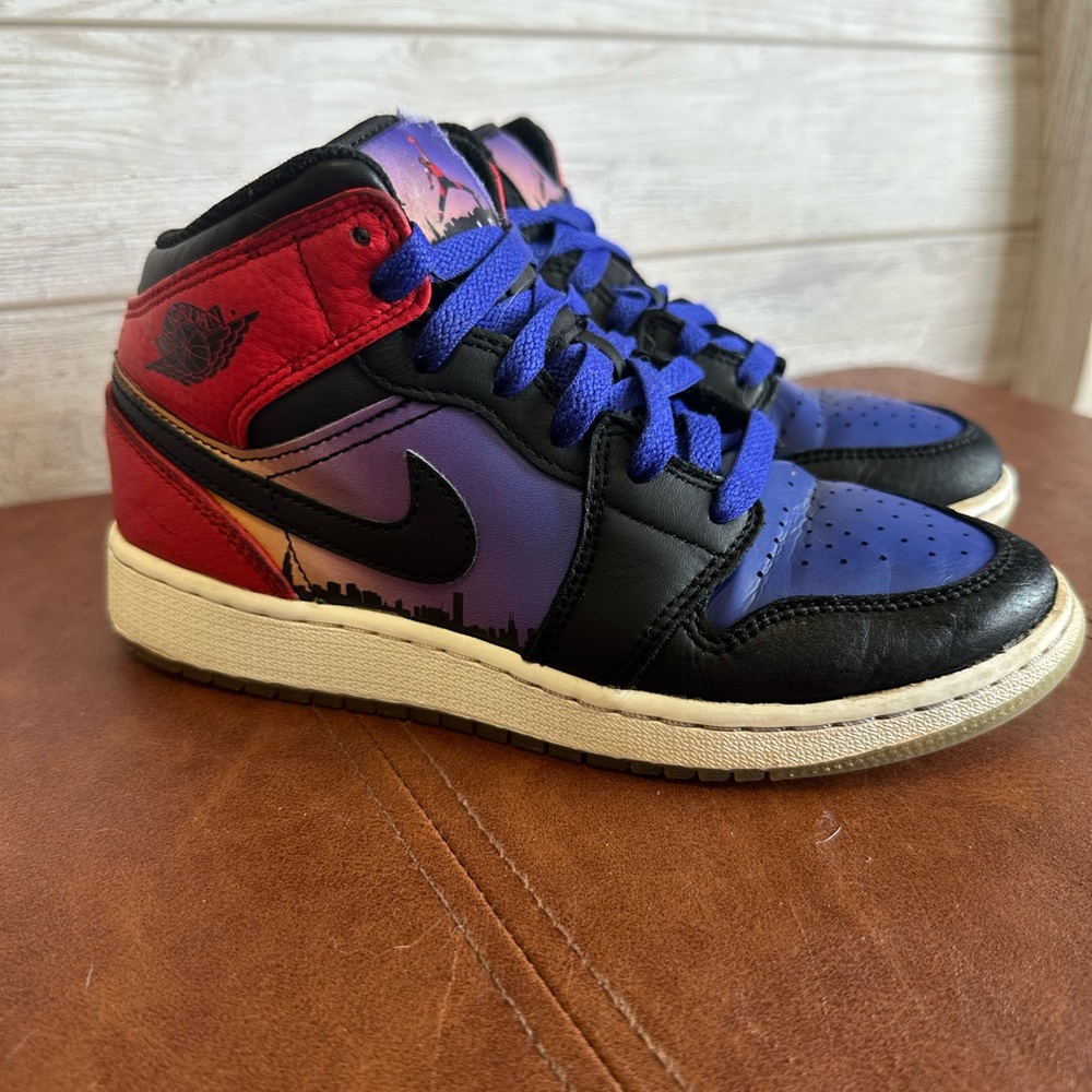 Jordan High-Top Sneakers in Black, Red, and Blue - Picture 3 of 7